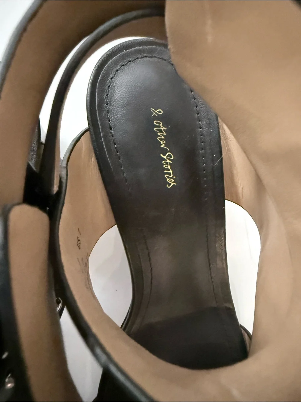 Black Studded Ankle-Strap Leather Sandals